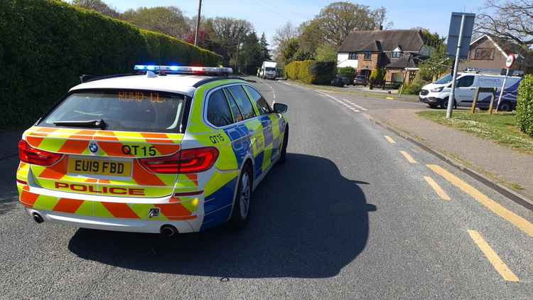 A police car close to the scene of the accident