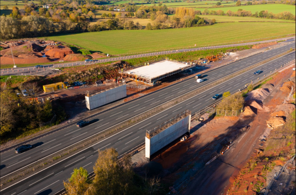 Having started in December 2020, the £38million works will see a new roundabout and bridge built at the site (image via Warwickshire County Council)