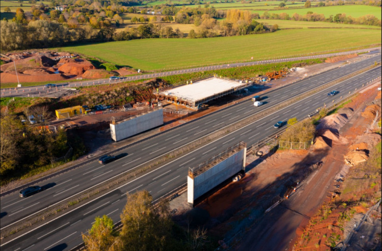 Having started in December 2020, the £38million works will see a new roundabout and bridge built at the site (image via Warwickshire County Council)