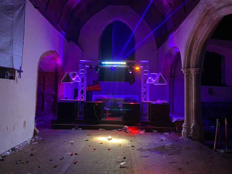 The aftermath of the illegal party at a church in East Horndon