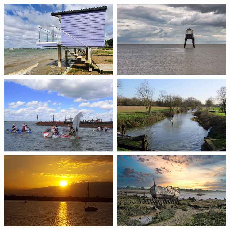 Photos from left to right from top to bottom: July: Mill Beach by Jo Madge, August: Dovercourt by Graham Churchill, September: Mersea Raft Race by Christine Smith, October: Beeleigh Lock by Carol Egerton, November: Sunrise, Maldon by Norman Grove, Decembe