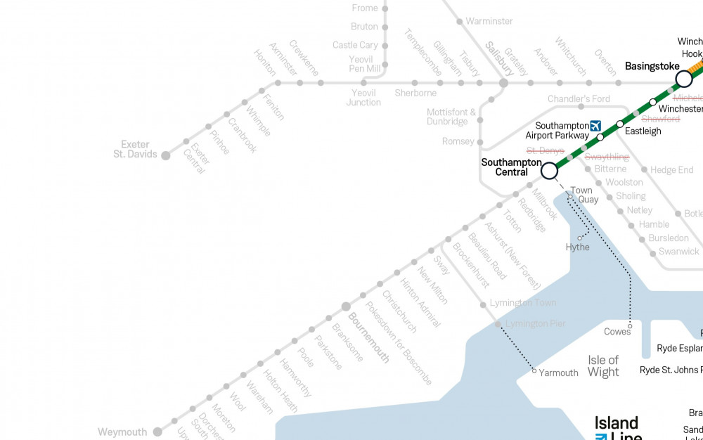 A map of services during strike days (Credit: South Western Trains)