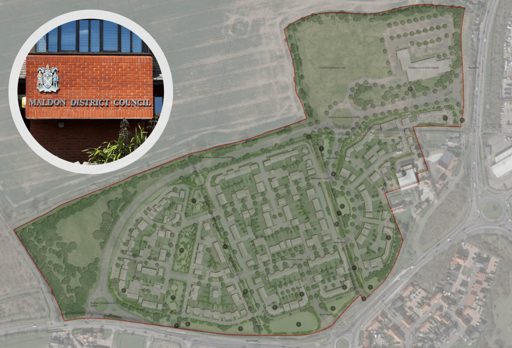 The new development will be built near the Wycke Hill Business Park. (Images: Maldon District Council and Google)