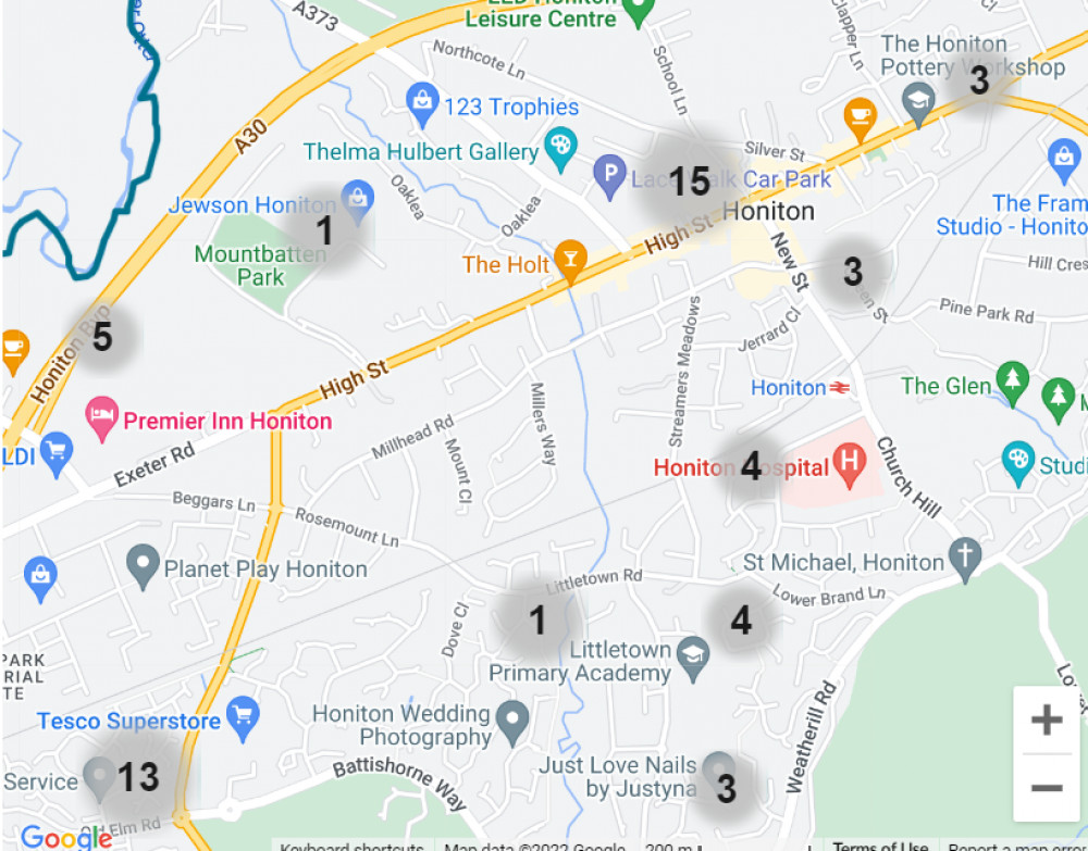 Map of Honiton crime (Credit: Devon and Cornwall Police) 