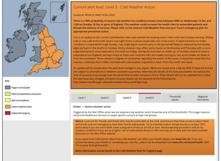 The Met Office are urging people to look after their vulnerable friends and family (The Met Office).