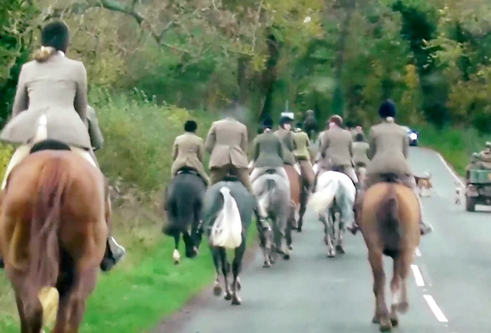 Warwickshire Rural Crime Team said a warning notice was issued to the Warwickshire Hunt in May 2022 about anti-social use of county roads (Image via SWNS)