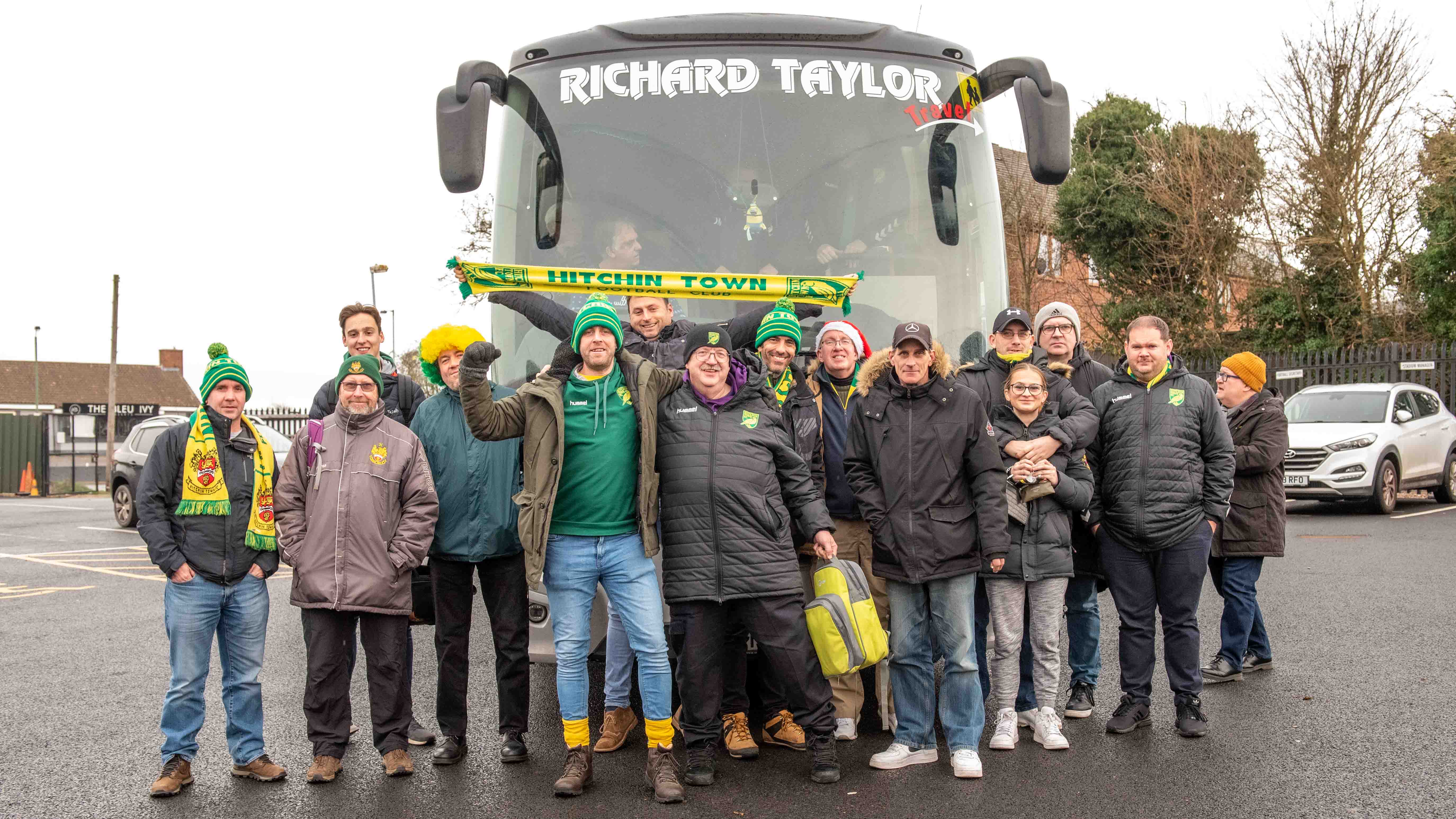 Hitchin Town lose 3-1 at Rushall Olympic: Report from Dales Lane by Pipeman, photographs by Peter Else. PICTURE: The loyal band of hardy Hitchin fans make the trip 