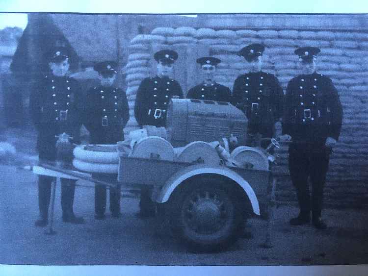 Mr Sampson's uncle, Fred Lewis (3rd from right), a part-time firefighter