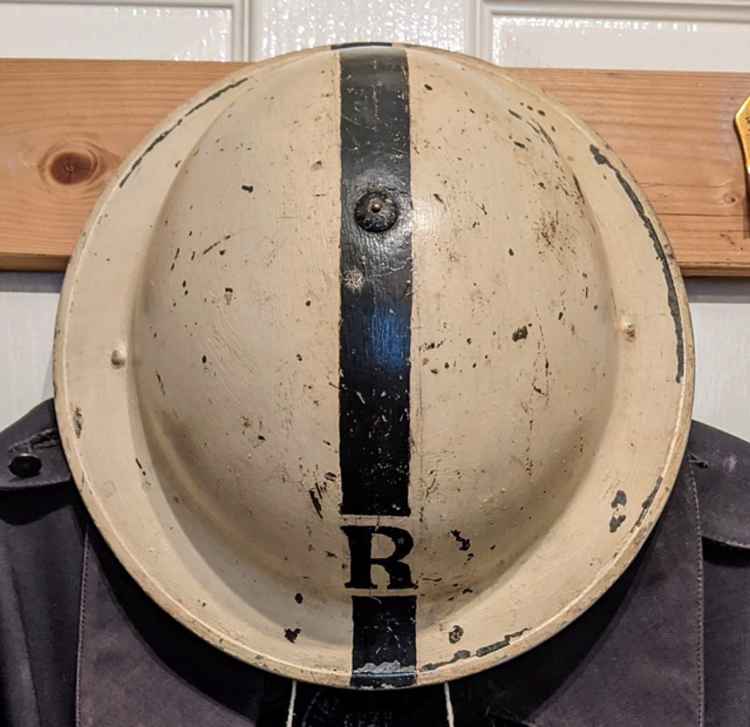 The ARP helmet of Leslie Clarke, an ARP warden from Acacia Drive (Maldon Museum in the Park_