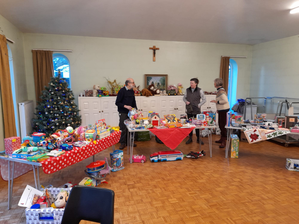 Christmas toys and treats given away at Bridport's Garden Glut & Food Surplus Stall