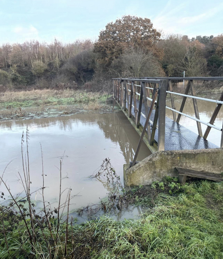 The Mardyke river is close to bursting its banks.