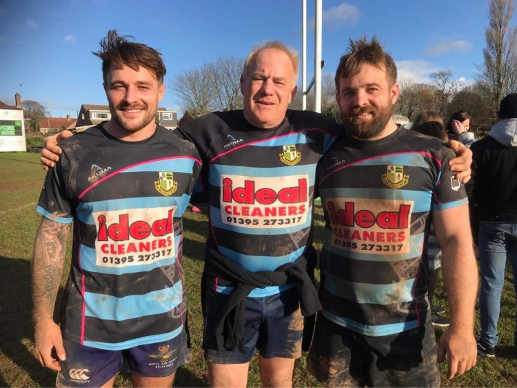 Shaun Parkin, centre, with his sons John, left, and Joe, right (Withycombe RFC)