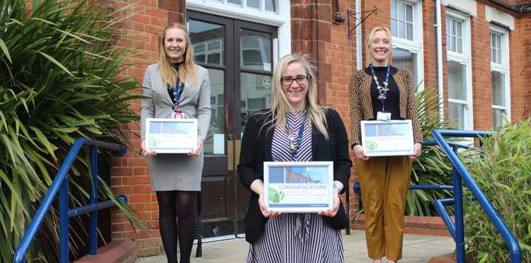 From left, Lois Russell, Louise Cummins and Jo Everett with their Essex Teaching Awards 2021 certificates