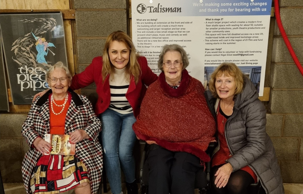 Audrey (in red) with her friend Flossie (far left) and daughter Elisabeth (far right) with Kenilworth Grange team member Luciana Zolotoi