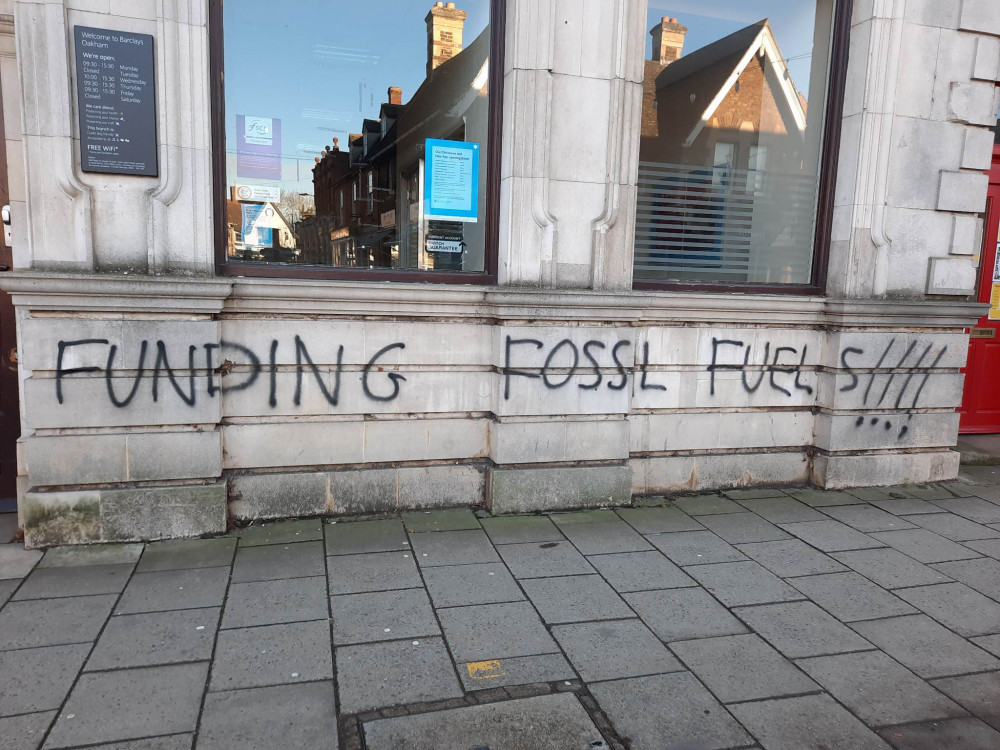 The Barclays on Oakham High Street has been vandalised