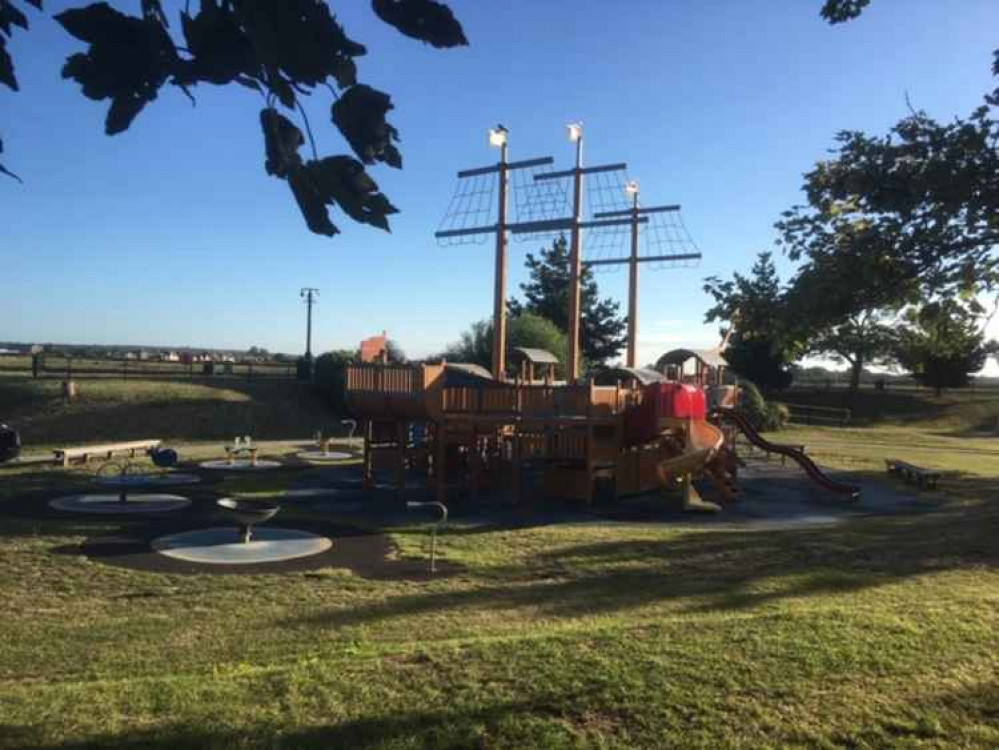 The pirate ship play area at Maldon Prom