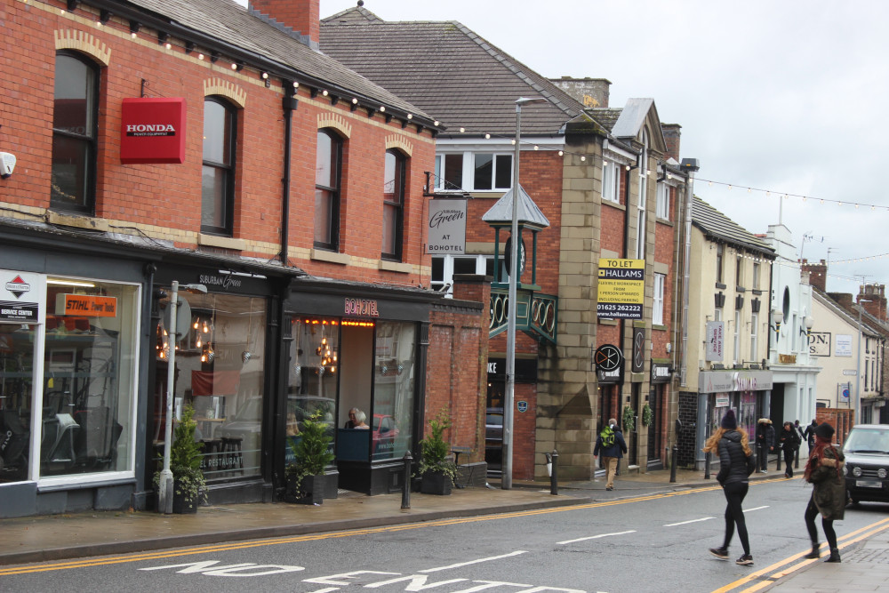 Businesses on Chestergate in Macclesfield. 