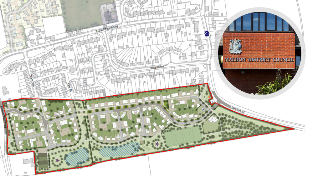 The Latchingdon development could include up to 64 affordable homes, land for a children's day nursery, and a community park. (Images: Maldon District Council and Nub News)