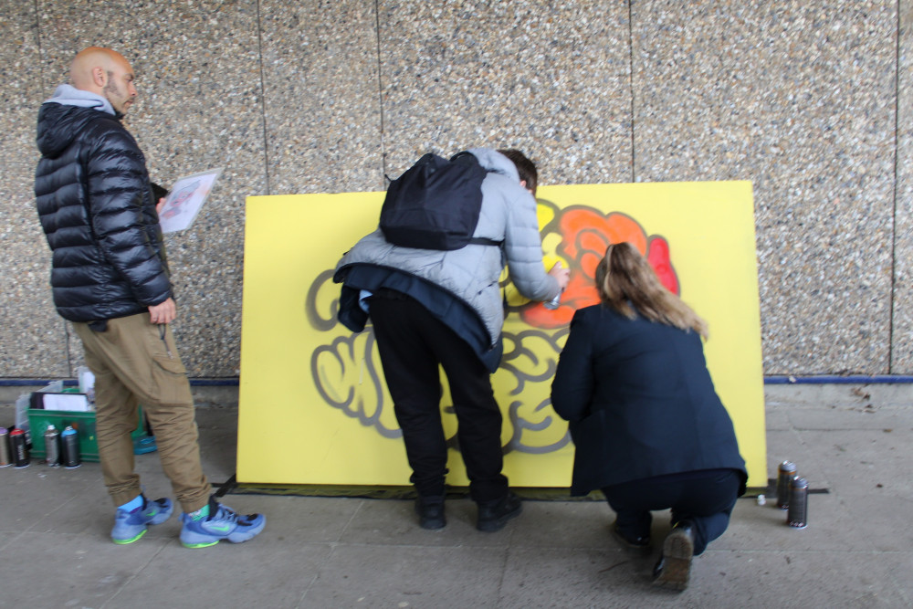 Teenagers enjoying some of the Bar ‘n’ Bus activities on offer.