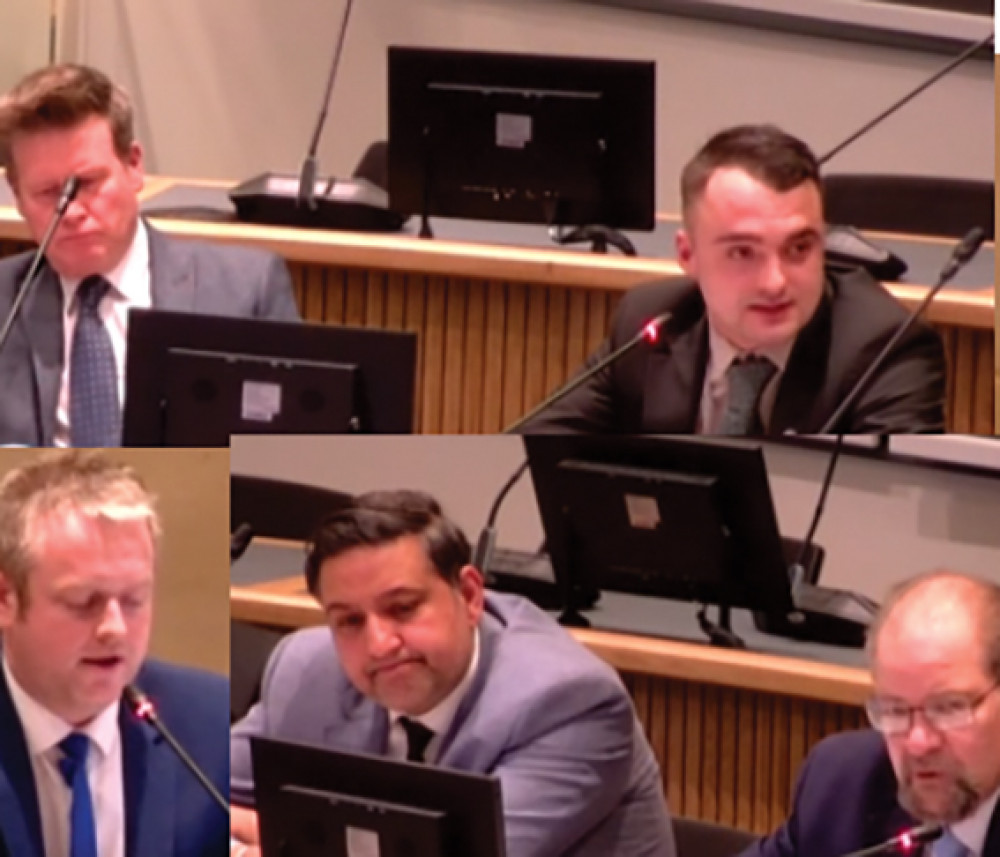 Clockwise, from top left, Cllrs Paul Arnold, Adam Carter, Terry Piccolo, James Thandi and Tom Kelly.  