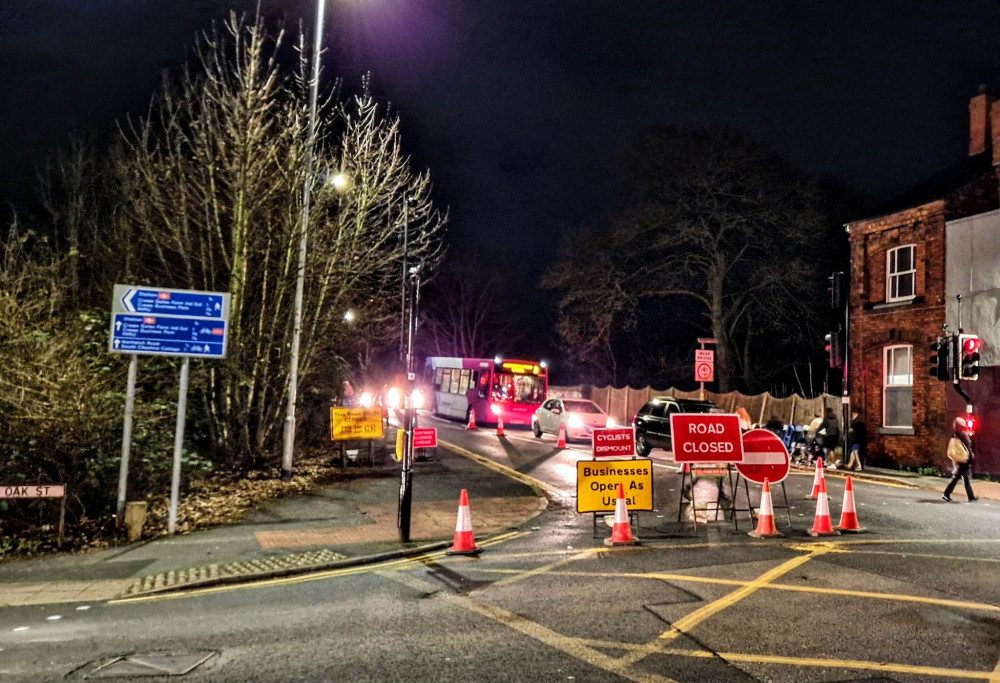 Edleston Road (southbound only), closed on Wednesday 4 January  - remaining so for two weeks until the end of Tuesday 17 January (Ryan Parker).