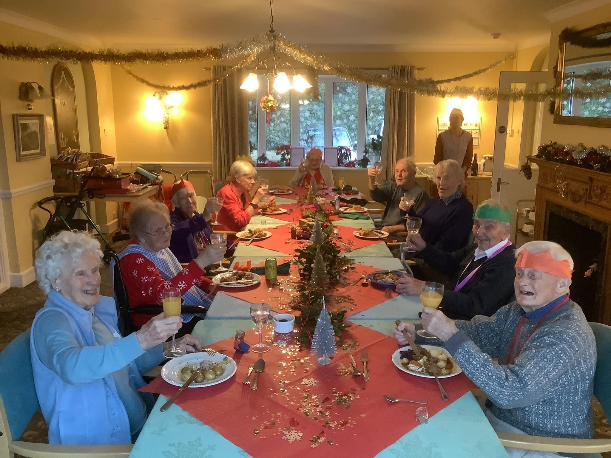 Dove Court residents on Christmas Day (Doveleigh Care)