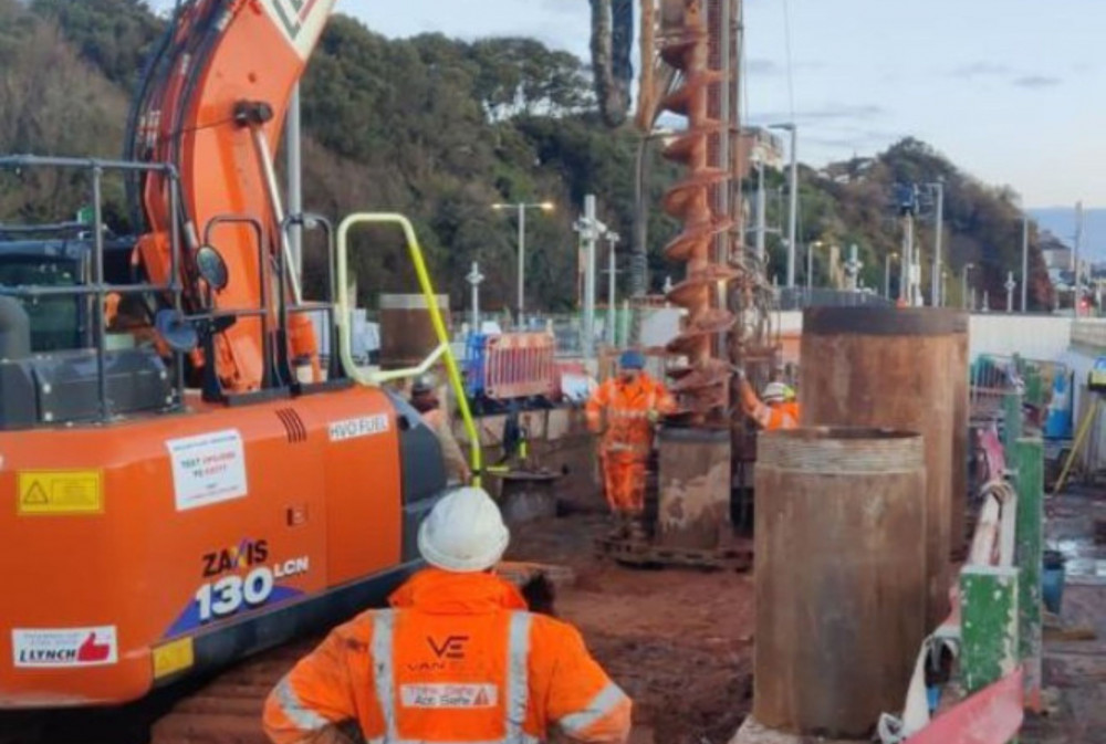 Piling foundations at Dawlish railway station (Network Rail)