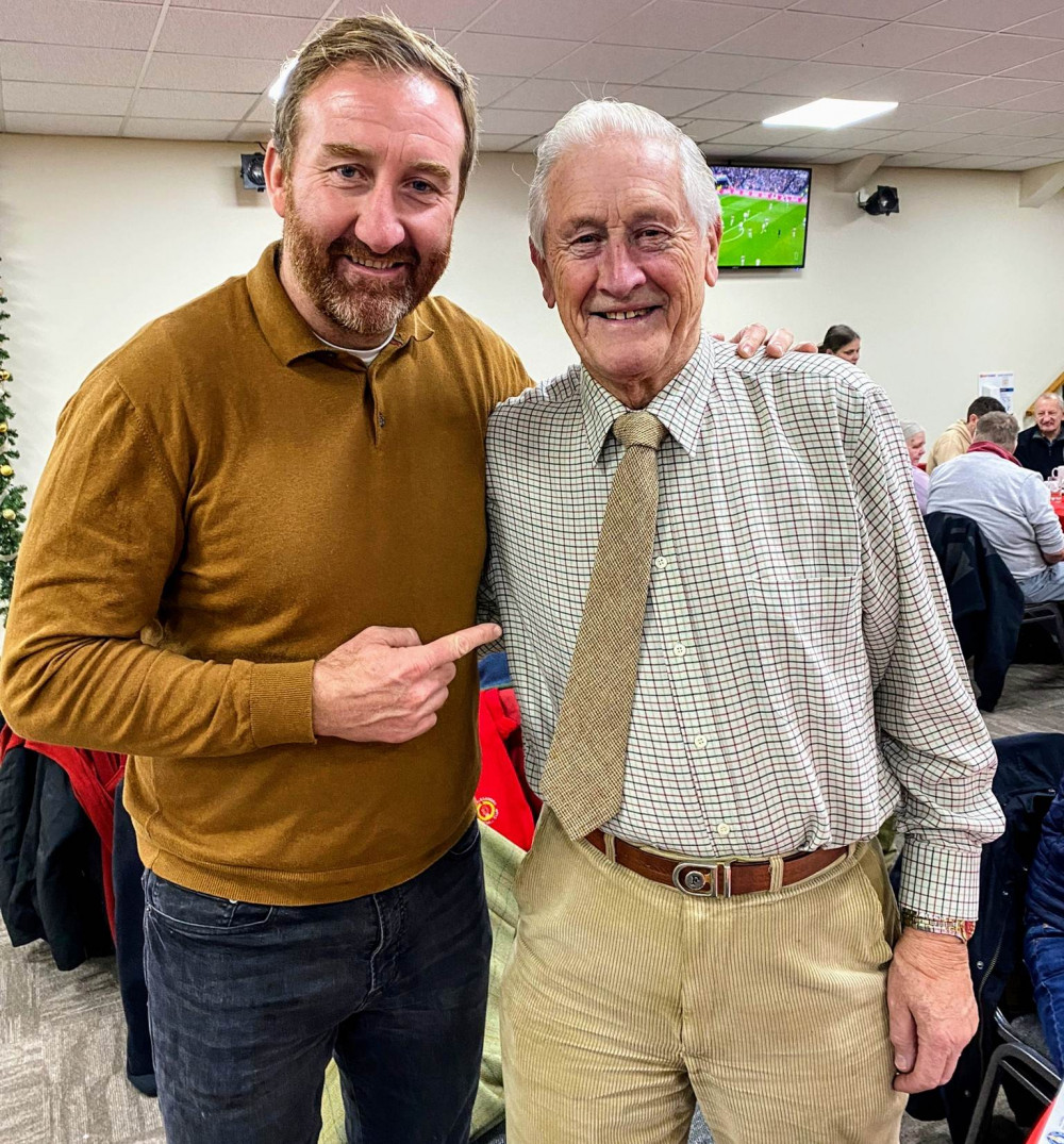 Frank Baldwin's (right) big day coincided with a special visit from 2022 Coronation Street star Jamie Kenna (Peter Morse).