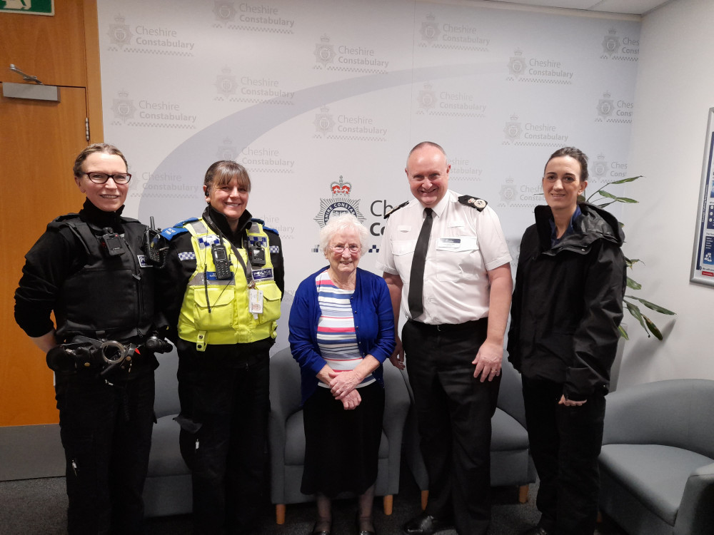 Betty Chesters first joined Cheshire Constabulary as a cleaner in 1967 and has worked at Nantwich Police Station ever since (Cheshire Police).