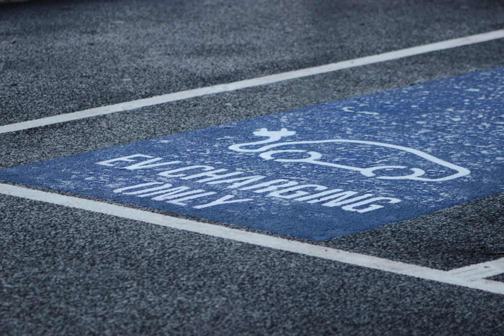 An electric car charging space in Macclesfield. (Image - Alexander Greensmith / Macclesfield Nub News)