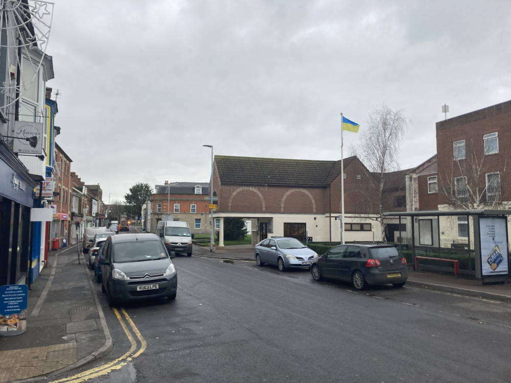 Highbridge Town Centre, Seen From The B3139 Market Street. CREDIT: Daniel Mumby. Free to use for all BBC wire partners.