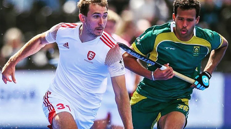 Kingston alumnus Will Calnan, pictured left, has been playing hockey for the England and Great Britain national teams since 2018 (Credit: Kingston University).