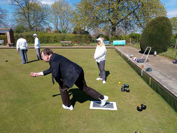 Maldon MP John Whittingdale tries his hand at bowls