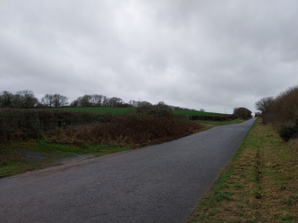 The lane from Honiton to Gittisham where the new houses would be built