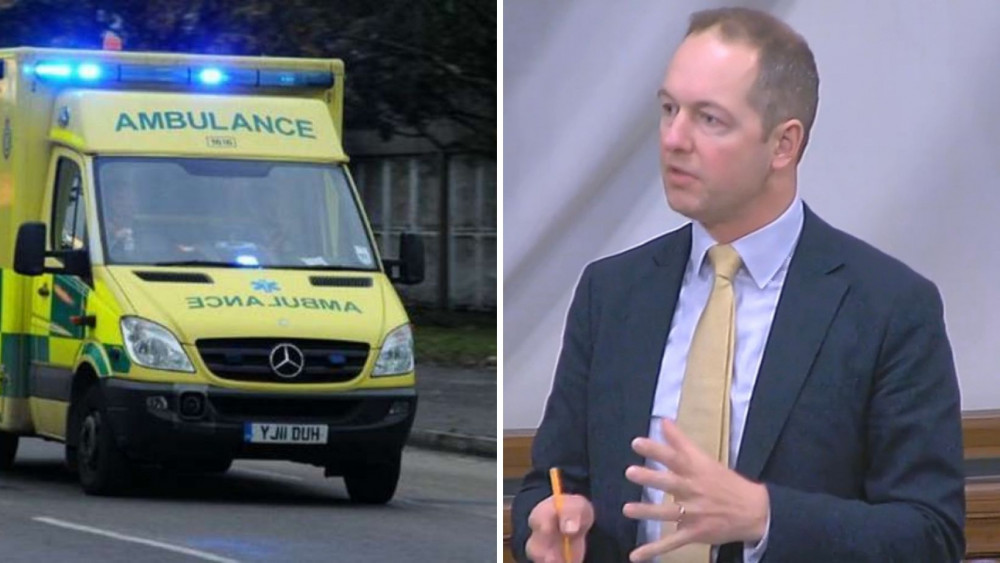Ambulance waiting times have been described as 'staggering' by Richard Foord MP 