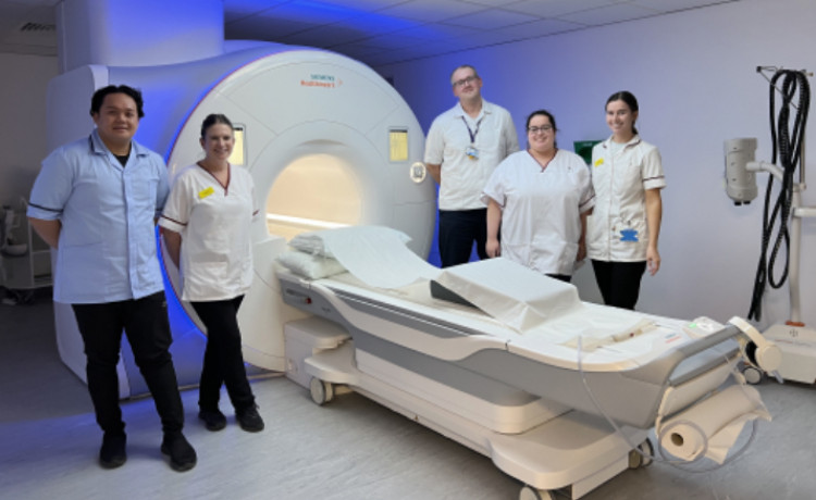  The Radiology team in front of the new MRI scanner at Basildon Hospital