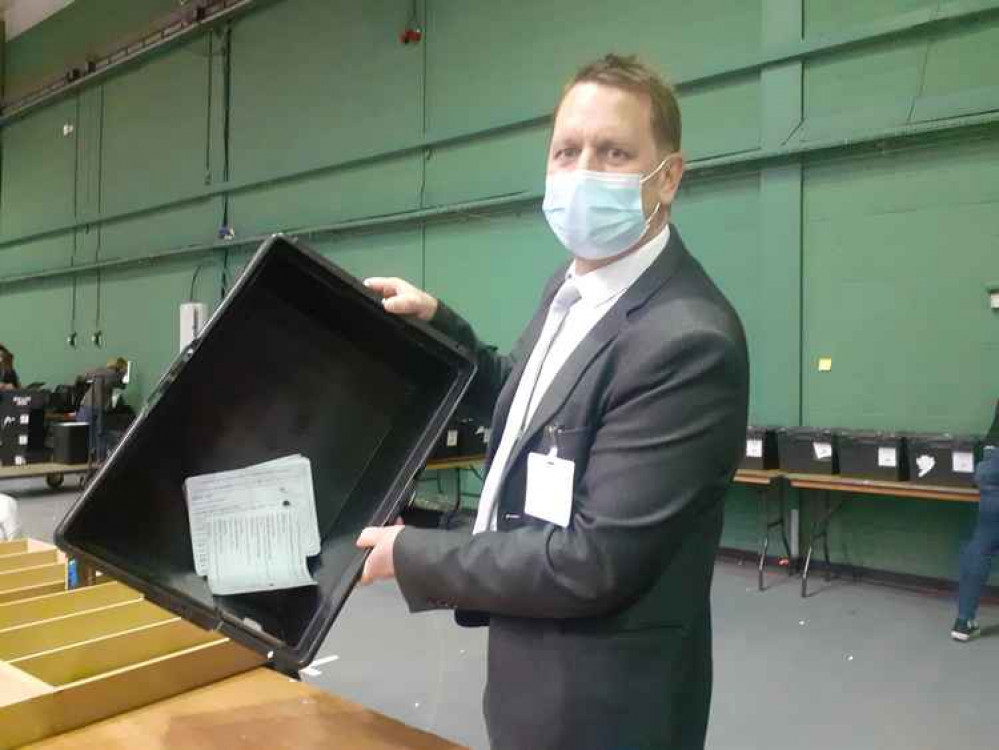 Maldon District Returning Officer Paul Dodson at the count