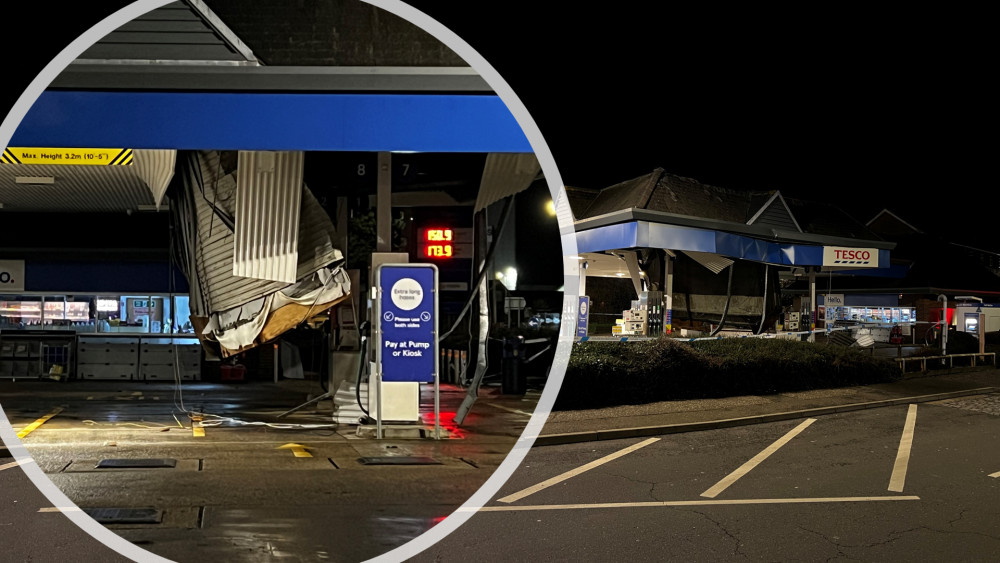 Pictures show the impact of damage caused by the collapsed roof at Tesco Maldon's petrol station. (Photos: Ben Shahrabi)