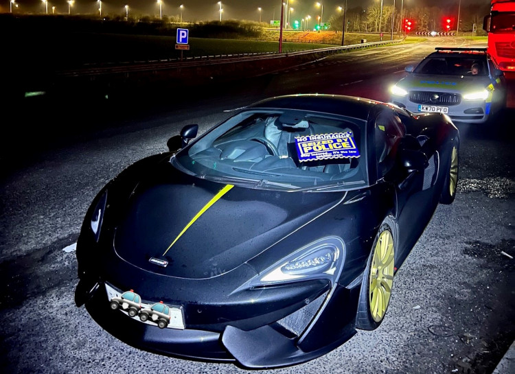 Officers of Warwickshire Police's operational patrol unit spotted the car speeding on the M40 (image via Warwickshire OPU)