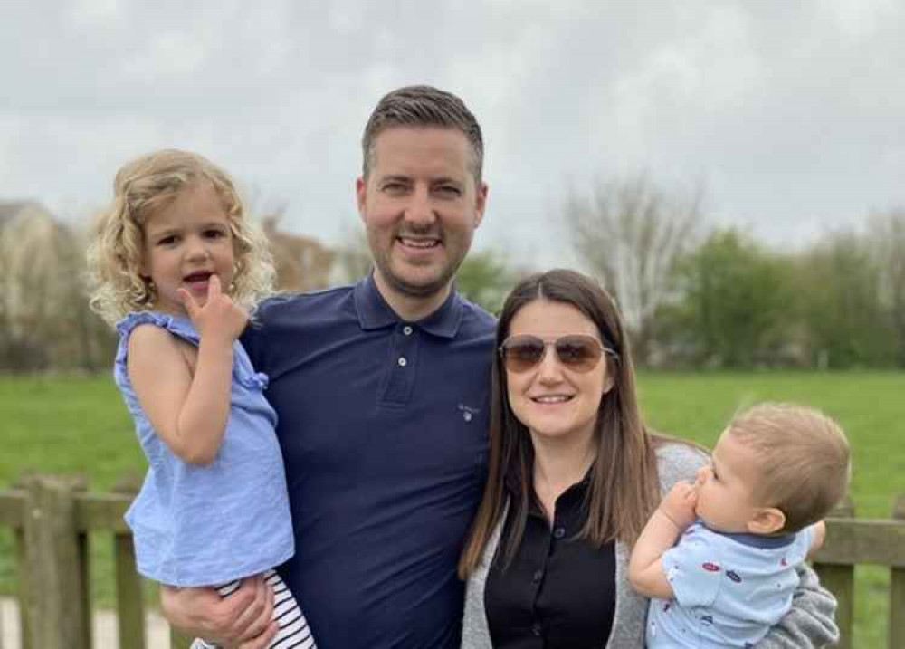 Little Hallie with parents Nathan and Lauren Swain and baby Louis