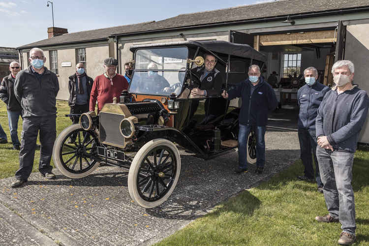 Stow Maries volunteers with the Ford Model T