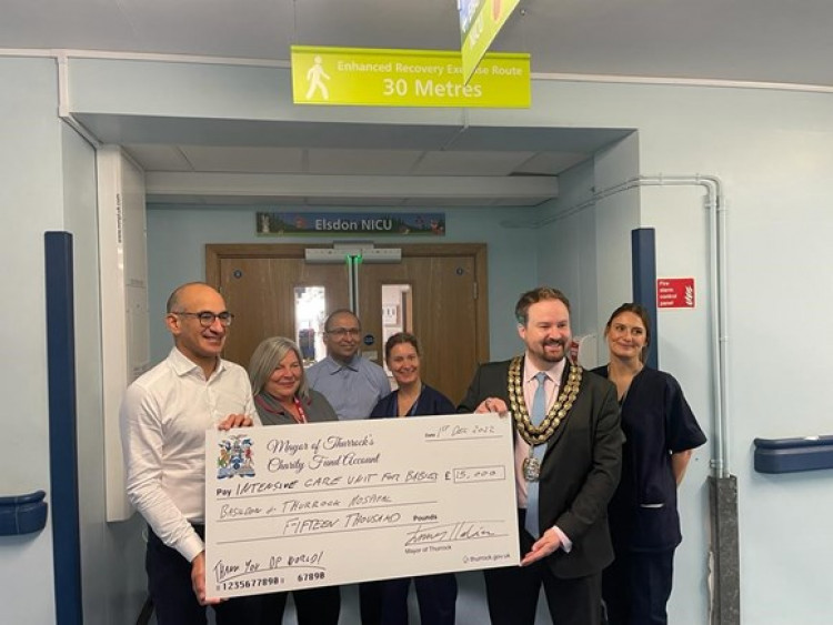 Cllr James Halden presented a cheque for £15,000 to the Neonatal Intensive Care Unit at Basildon Hospital in December following a generous donation for his charity given by DP World London Gateway