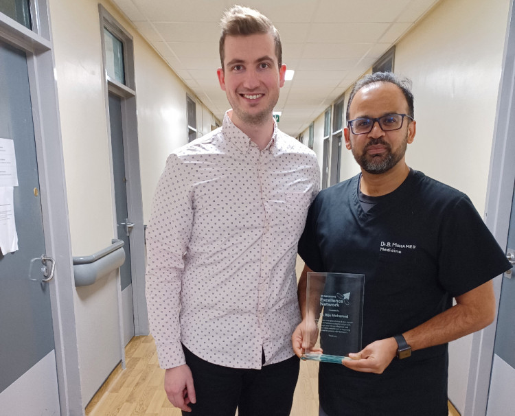 Callum Hughes, Service Improvement Adviser at Parkinson’s UK Cymru with Dr Biju Mohamed, Consultant Geriatrician at Cardiff and Vale University Health Board. 