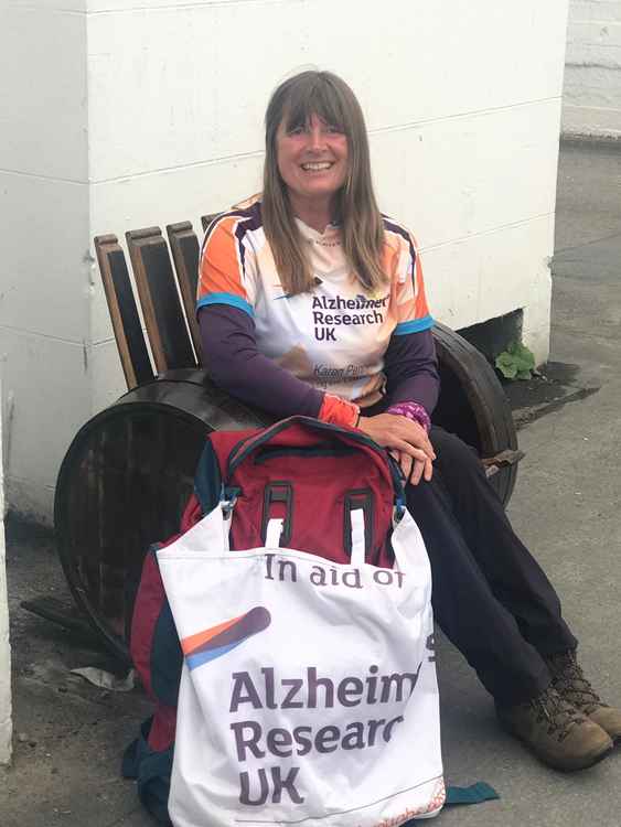 Karen with her rucksack