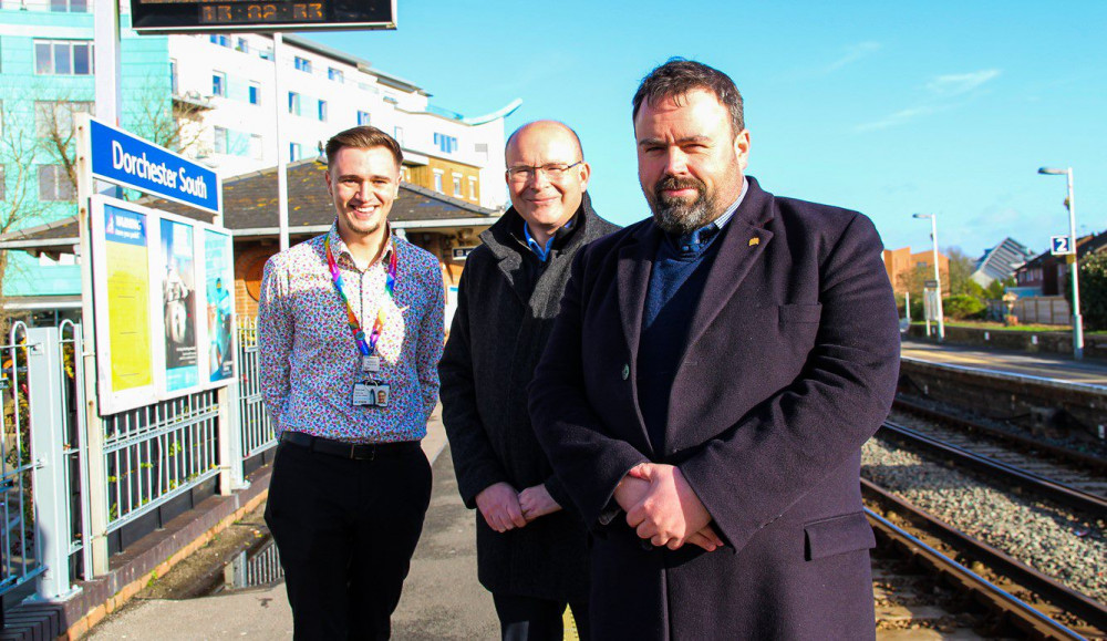 West Dorset MP Chris Loder (right) met with railway chiefs to discuss improvements at Dorchester South station