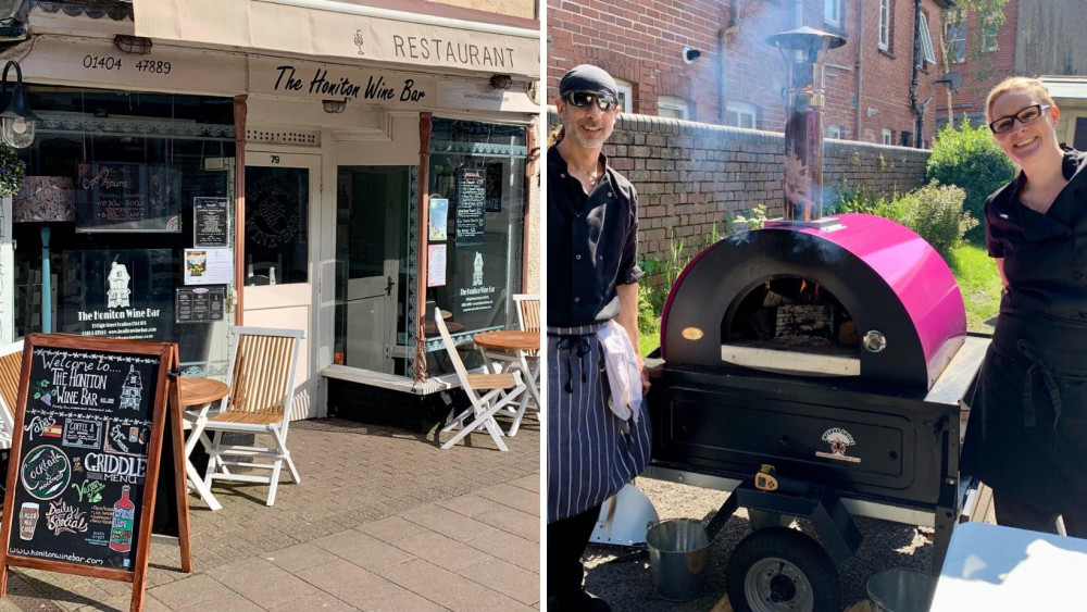 L The Honiton Wine Bar R: Pete and Lisa Beigan (Credits: Lisa Beigan)