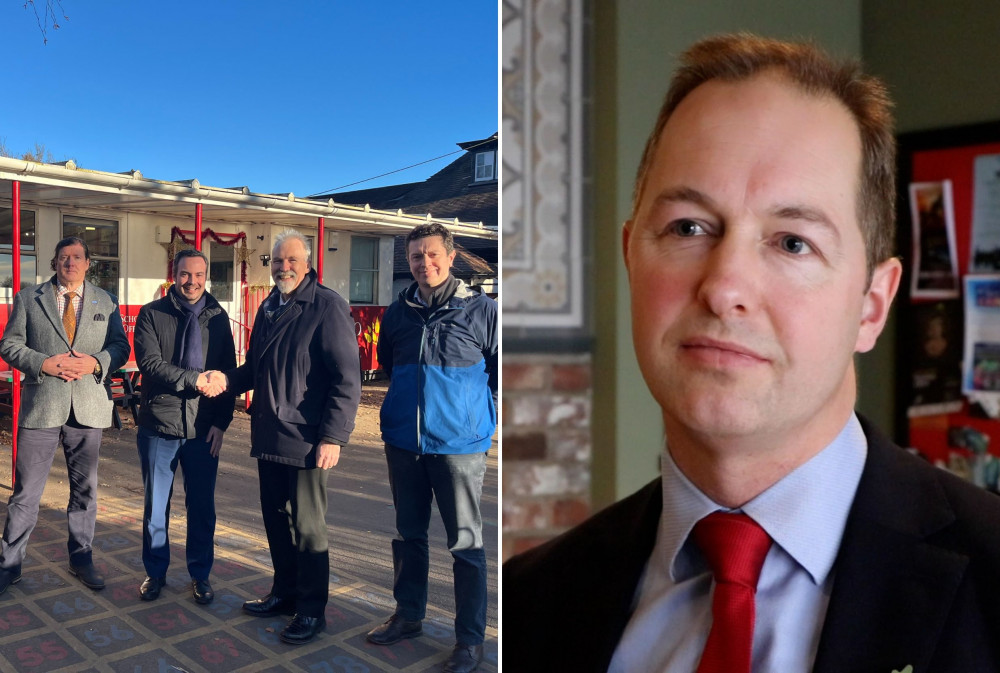 Richard Foord MP, right, is urging the government to get on with rebuilding two flood-hit schools