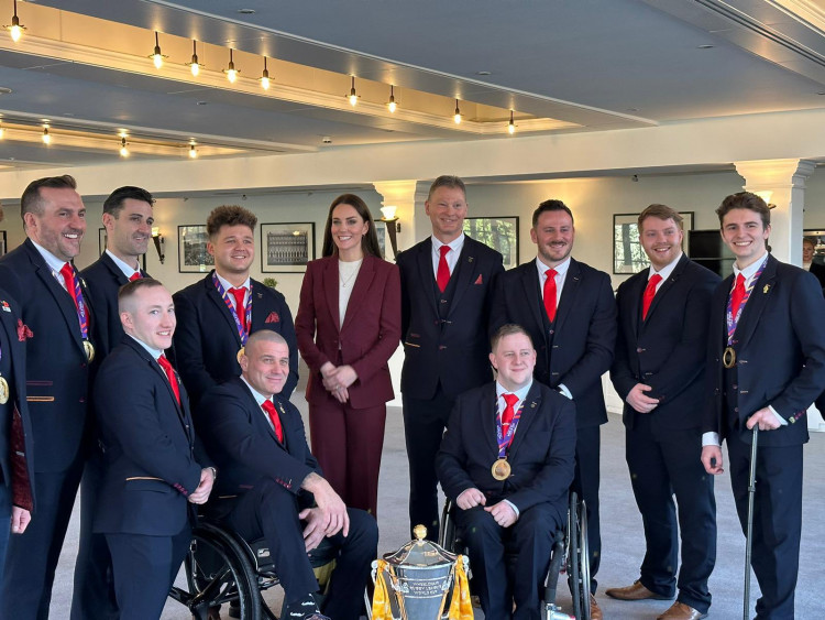 The Princess of Wales alongside players from the World Cup winning England Wheelchair Rugby League Team (Credit: Richard Palmer) 