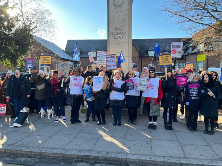 Nurses from Teddington Memorial Hospital on the picket line amid nationwide strike action