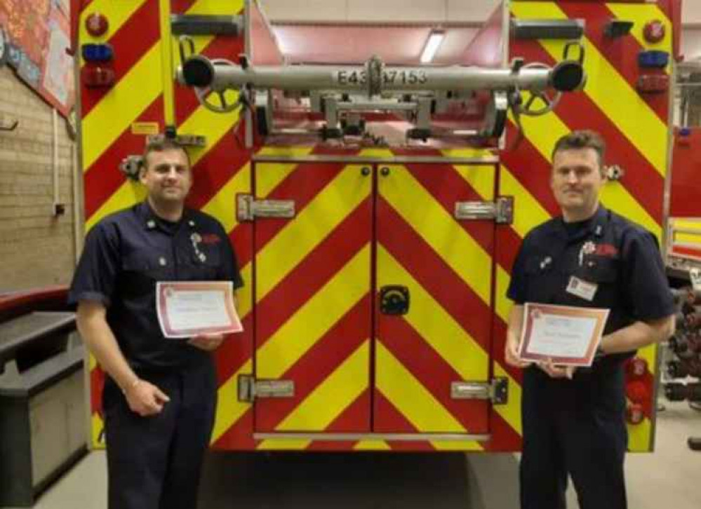 Watch Manager Steve Faircloth and Crew Manager Jonathon Vincent both received awards for removing the man from a dangerous situation